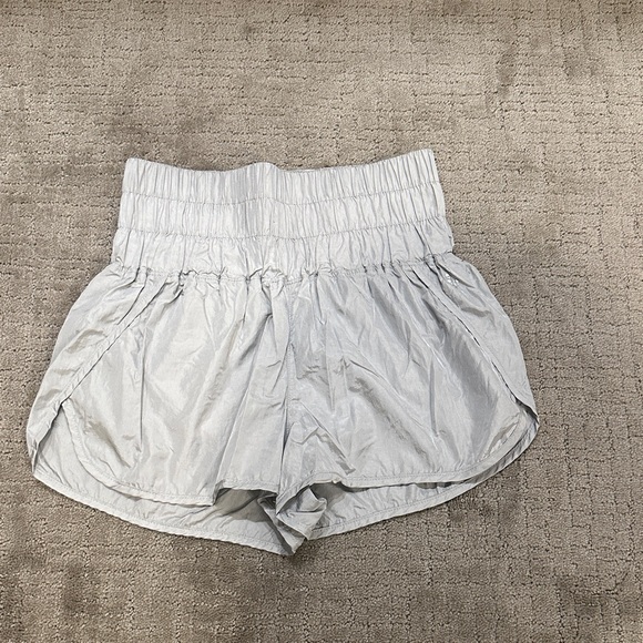 free people movement Pants - FP Movement by Free People Metallic Silver Athletic Shorts